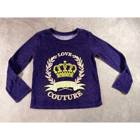 Juicy Couture Other - Juicy Couture Girls Purple Space Dye Crown Graphic Long Sleeve Pajama Top 6/6X